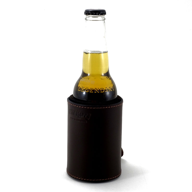 Stubby Coolers leather dark brown