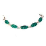 Nickel plated bracelet in jade green sea snake skin
