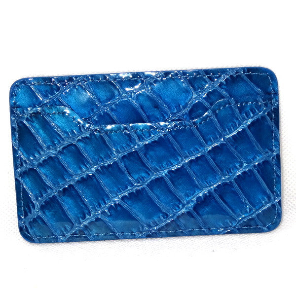 Card Holder  Flat style business or credit cards blue foil printed leather