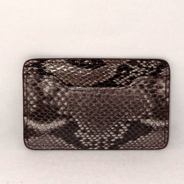 Card Holder  Flat style business or credit cards grey snake printed leather