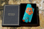 Lighter cover Decorated leather flowers, leaves & butterflies shown in gift box
