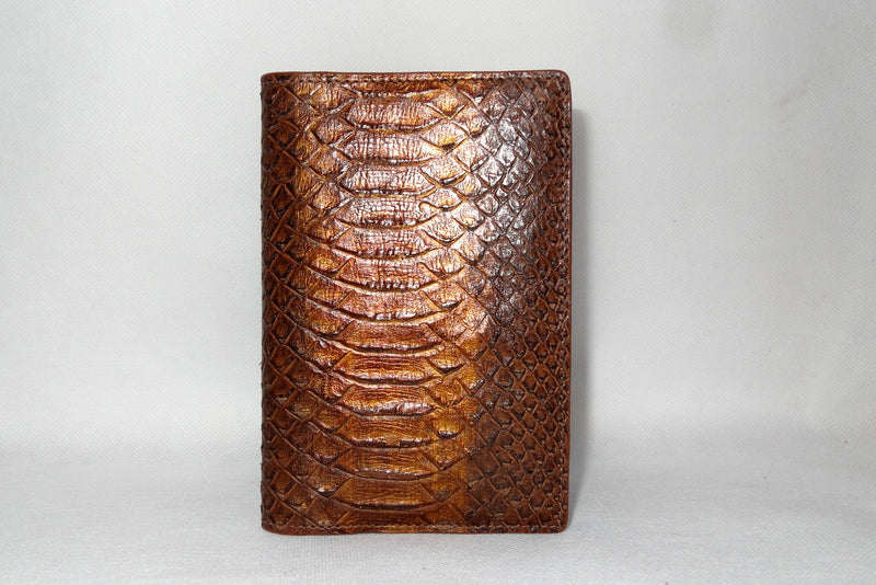 Passport Holder - Copper snake print leather front