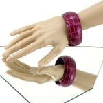 Bangle medium (Kim) moulded round decorated leather jewellery with cherry foil coasted leather