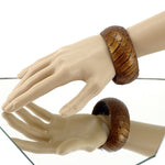 Bangle medium (Kim) moulded round decorated leather jewellery with copper snake print leather