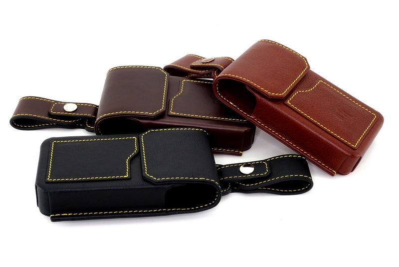 Holster style phone cases large gold stitching