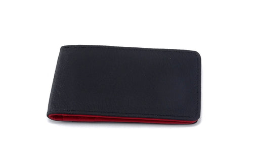 Charcoal leather bill fold wallet front outside view
