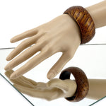 Bangle small (Kim) moulded round decorated leather jewellery - copper snake print leather