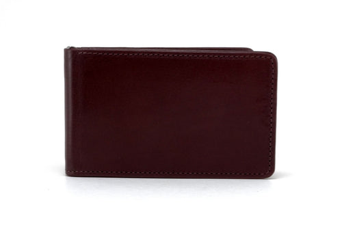 Tan leather bill fold wallet front outside view