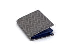 Business card wallet silver zig zag printed leather box gusset outside view