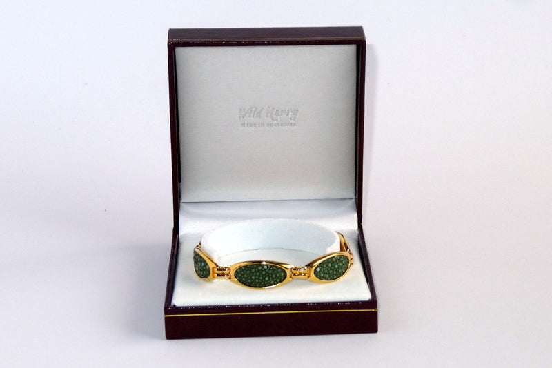 Gold plated Bree bracelet shown in box