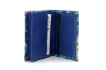 Business card wallet blue snake printed leather box gusset inside view
