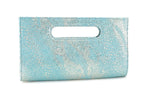 Susan mermaid blue evening clutch bag shoulder straps removed front view