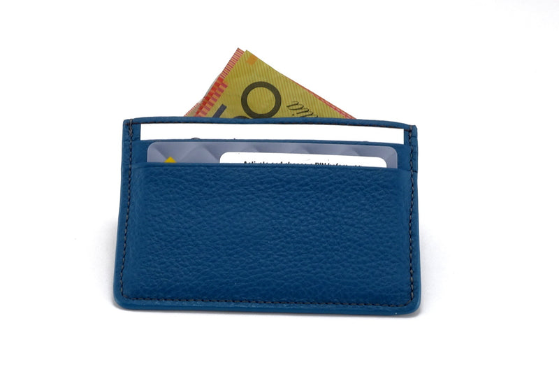 Card Holder  Centre pocket business or credit cards azure leather