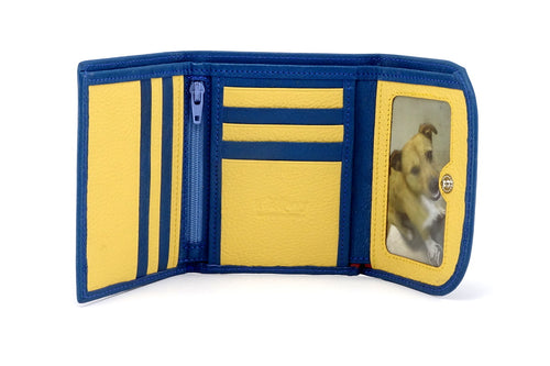 Dorothy  Trifold purse - Blue goat skin leather ladies wallet inside view