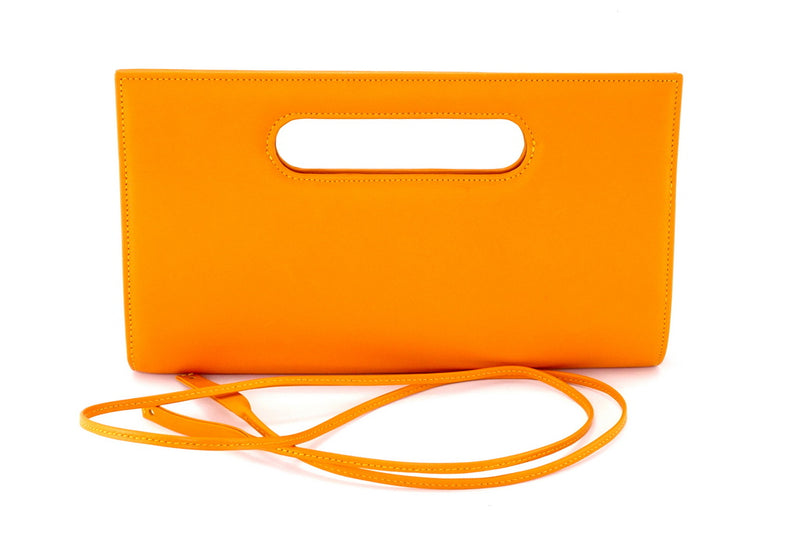 Susan Mango clutch evening bag with shoulder strap removed front view