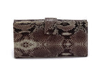 Lyla  Leather snake print ladies clutch purse cream back tab