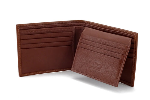 Martin  Brown leather men's large hip wallet black label picture flap