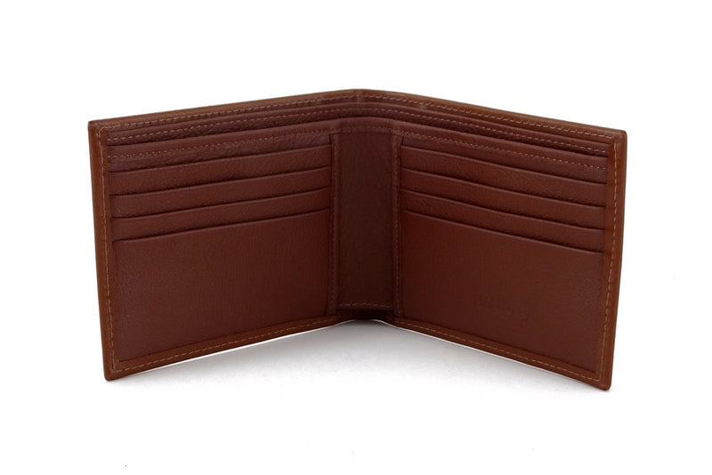 Martin  Brown leather men's large hip wallet black label double credit card