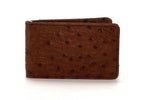 Billfold - Daryle - Brown ostrich leather, ostrich lining man's small wallet showing front view