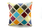 patchwork leather cushion