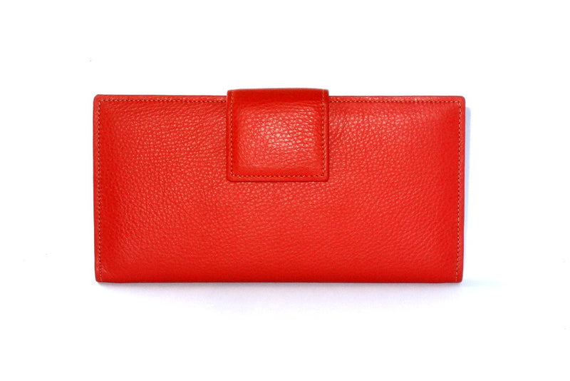  Burnt orange leather rainbow internal large ladies purse front tab