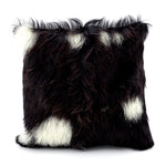 Cushion covers Leather Goat hair on hide front leather back front view