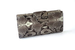 Grey snake print leather nutmeg inside large ladies purse front tab