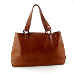 Felicity  Tan leather with star & stud detail tassel large tote bag back handles up