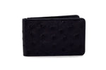 Bill fold - Daryle - Black Ostrich small men's wallet leather lining showing front view