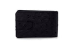 Bill fold - Daryle - Black Ostrich small men's wallet leather lining showing back pocket empty