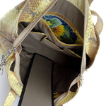 Felicity  Yellow and brown snake print leather large tote bag inside view