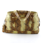 Felicity  Yellow and brown snake print leather large tote bag back handles down