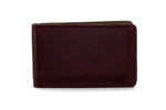 Bill fold - Daryle - Dark brown leather man's small wallet sage lining showing front view
