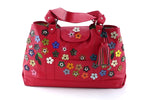 Felicity  Rojo leather flower detail tassel large tote bag front handles down