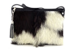 Rosie Black & white hair on hide goat skin small tote bag front view
