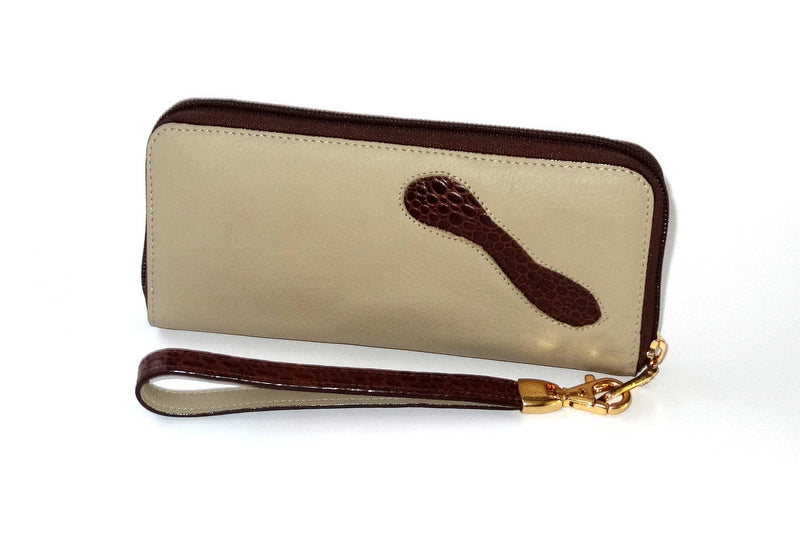 Michaela  Cream leather with brown leather detail side 1