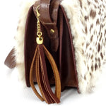 Riley Cross body bag White & brown HOH rabbit & tan leather tassel