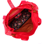 Felicity  Red nylon rojo ostrich leg leather & tassel large tote bag inside pockets