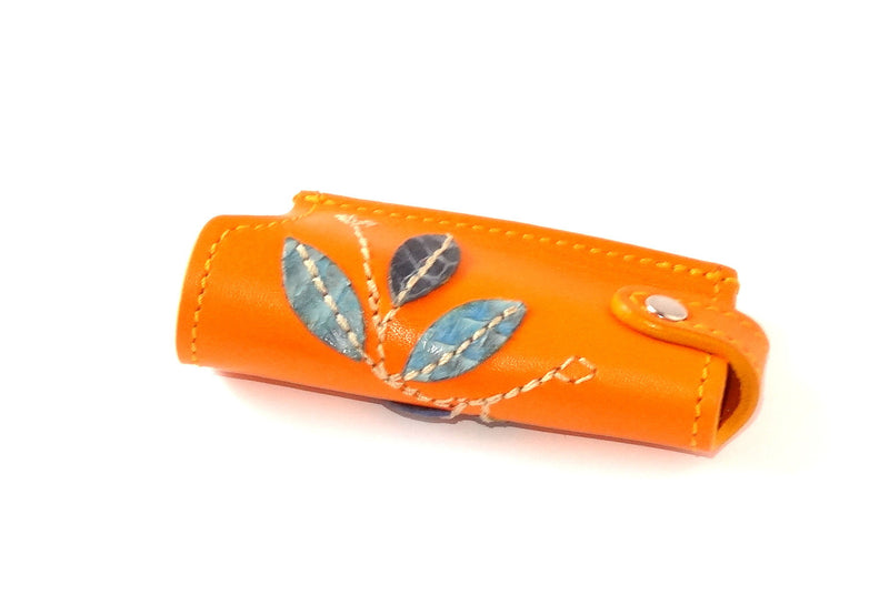 Lighter cover Decorated leather flowers, leaves & butterflies