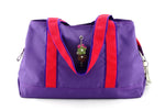 Felicity  Purple nylon exotic flower detail large tote bag front handles down
