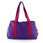 Felicity  Purple nylon exotic flower detail large tote bag back handles up