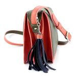Riley Cross body bag Olive green & peach leather view end 1