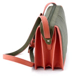 Riley Cross body bag Olive green & peach leather view end 2