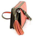 Riley Cross body bag Peach & olive green leather view end 1