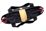 Felicity  Black nylon light tan ostrich leg leather large tote bag top zip