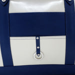 Felicity  Navy blue kangaroo cream leather stud detail large tote bag back stud and ring detail
