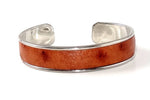 Bangle - open ended (Sunny) Ostrich skin and nickel metal - tan ostrich skin