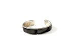 Bangle - open ended (Sunny) Leather & metal in nickel grey foil coated leather