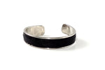 Bangle - open ended (Sunny) Ostrich skin and nickel metal - black ostrich skin