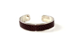 Bangle - open ended (Sunny) Leather & metal in nickel burgundy crocodile printed leather